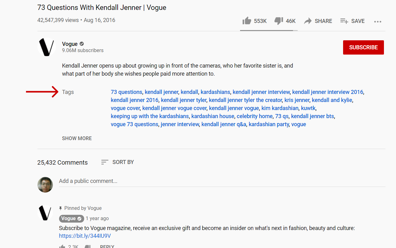 YouTube Tags screenshot 1