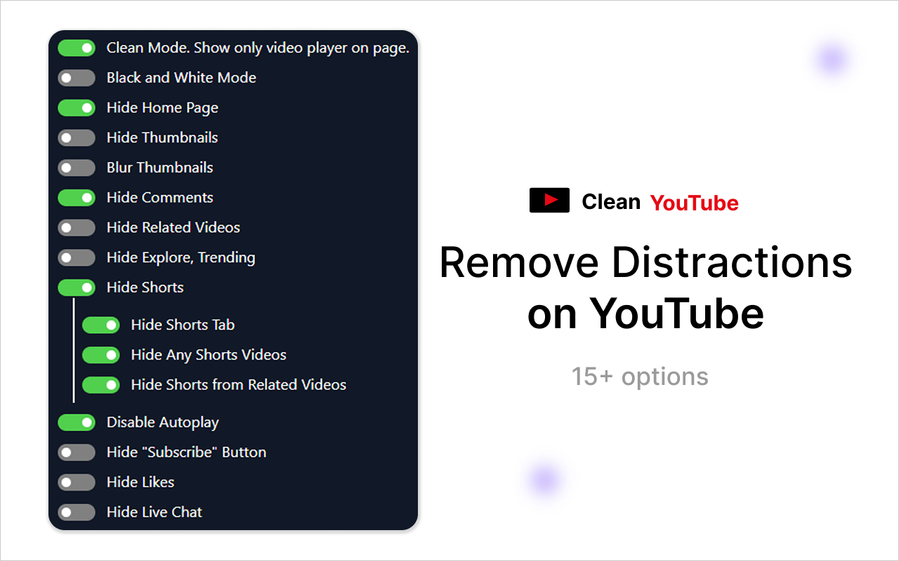 Clean YouTube - Remove Shorts & Related Videos screenshot 4