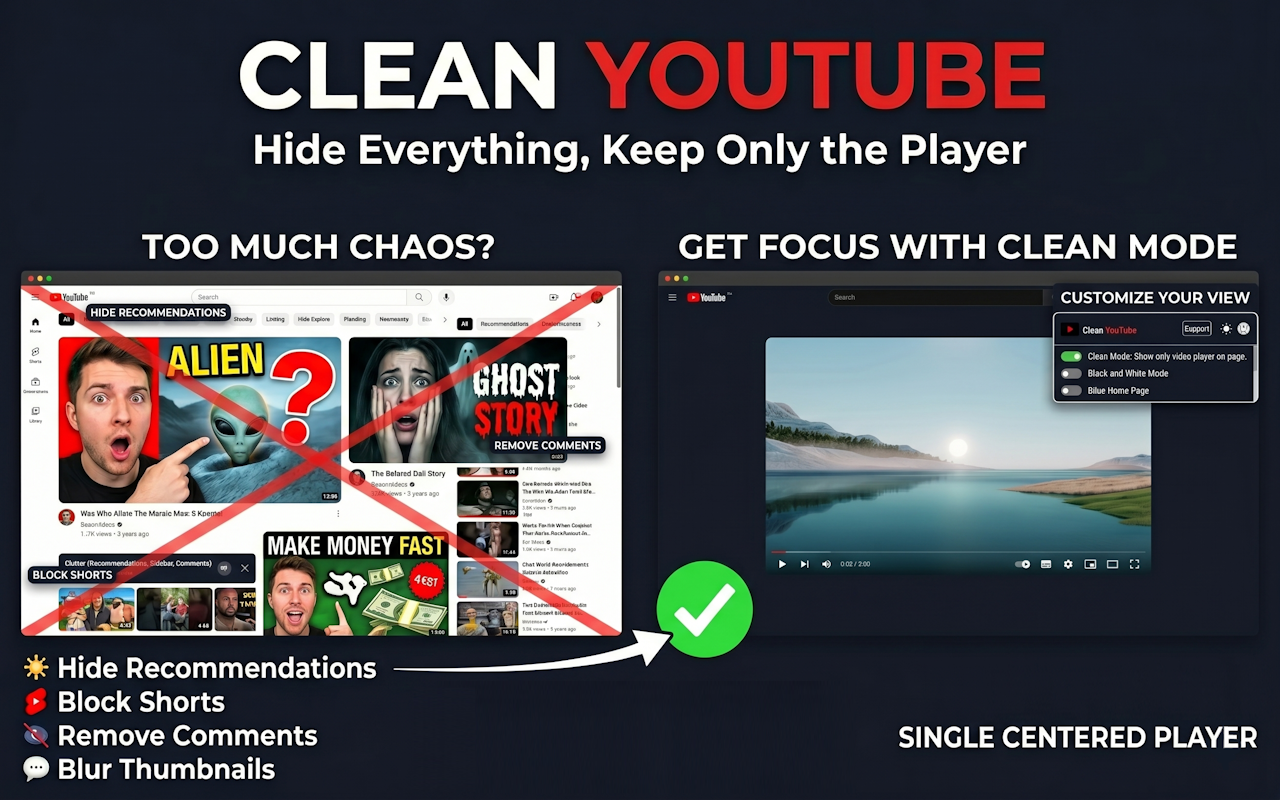 Clean YouTube - Remove Shorts & Related Videos screenshot 5