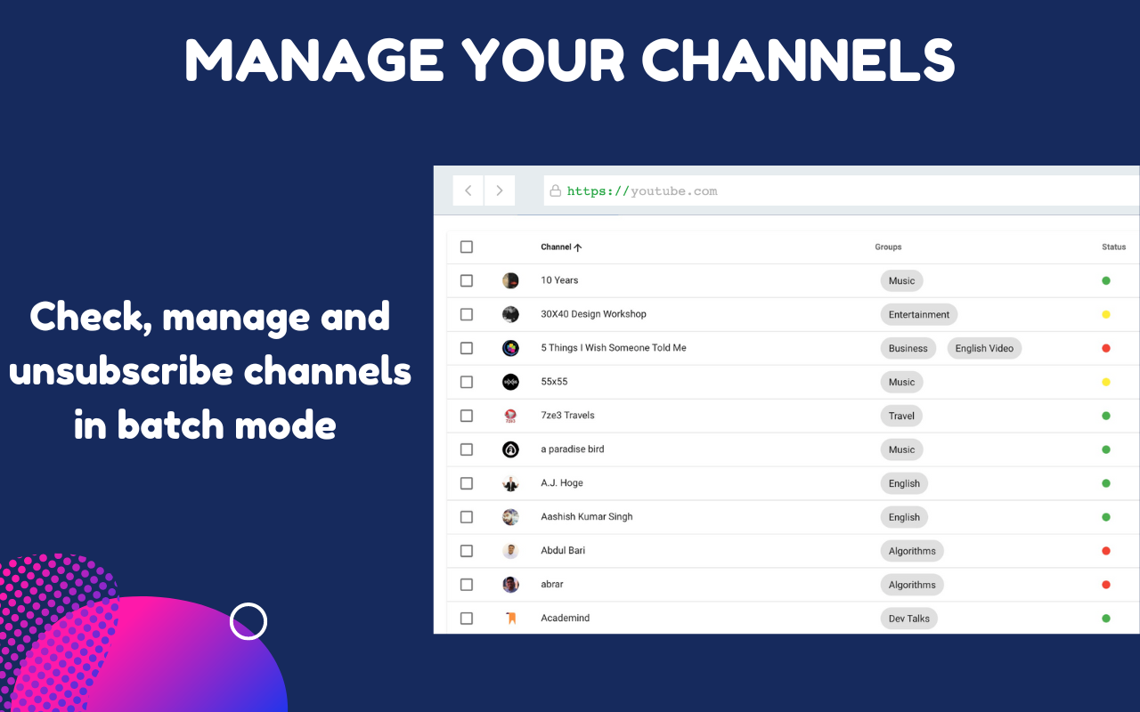 YouTube Subscription Manager screenshot 1