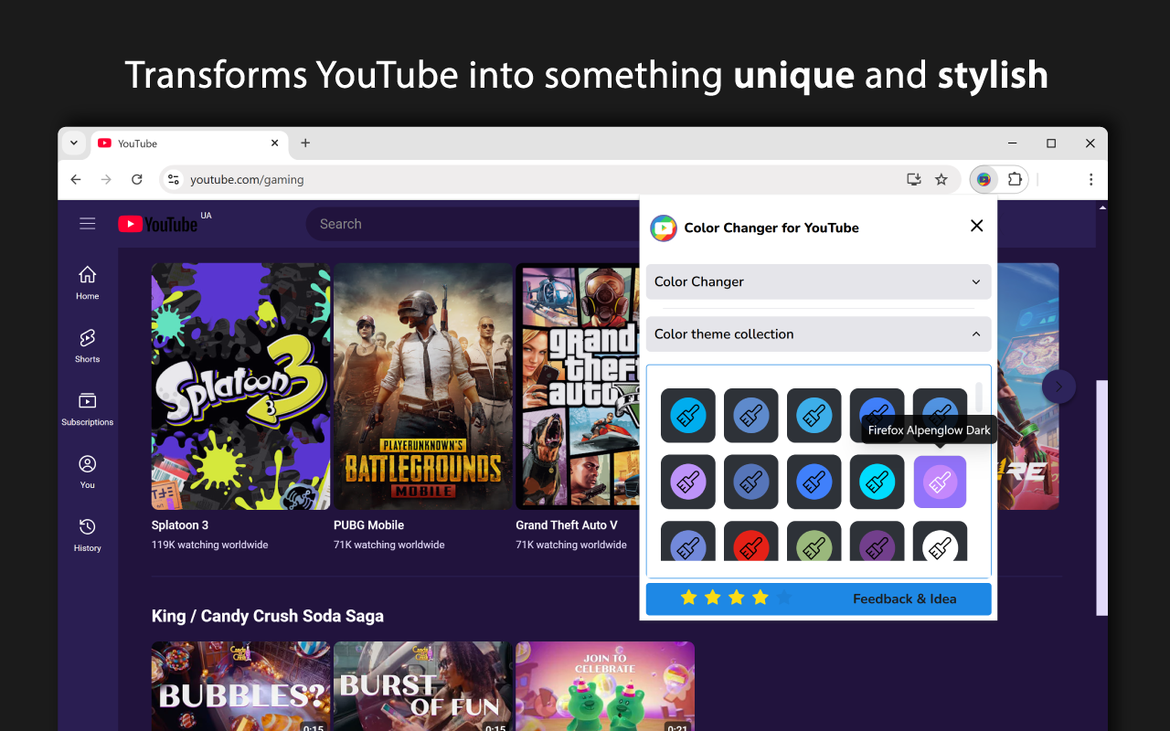 Theme & Color Changer for YouTube - Colorize YouTube screenshot 2